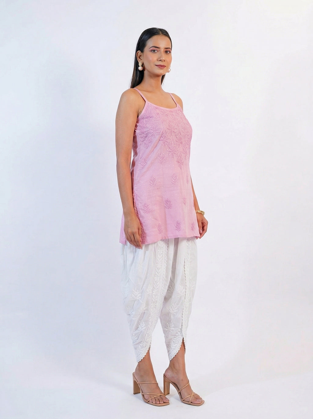 Dusty Pink Tonal Chikankari Cami