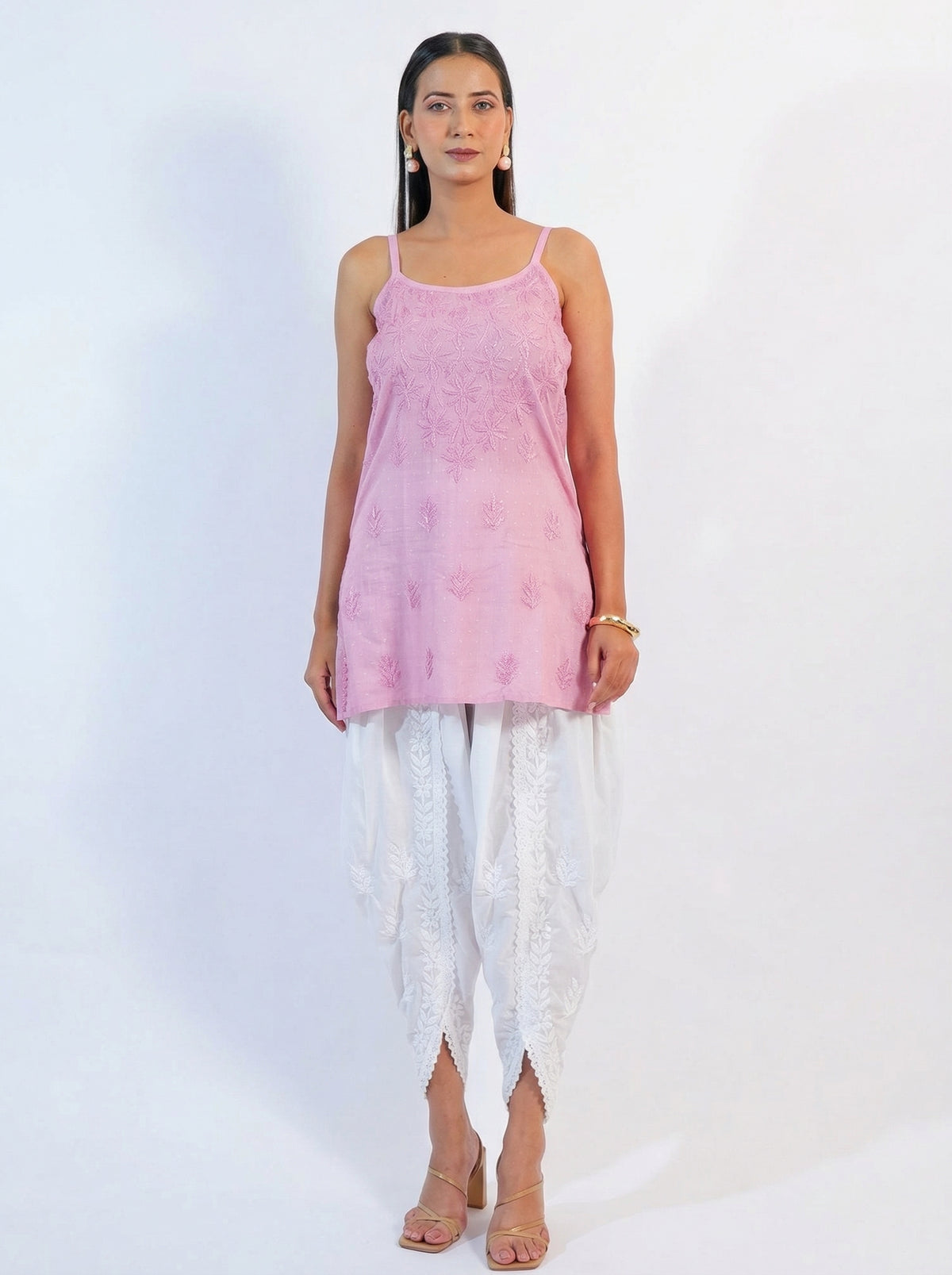 Dusty Pink Tonal Chikankari Cami