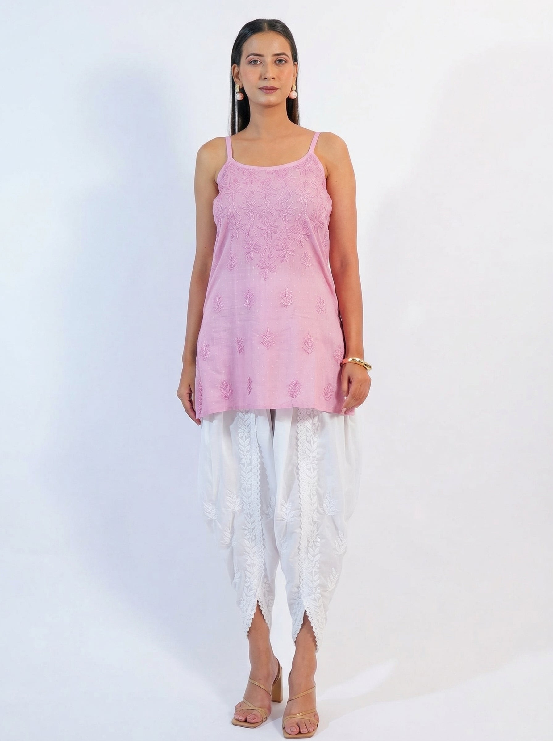 Dusty Pink Tonal Chikankari Cami
