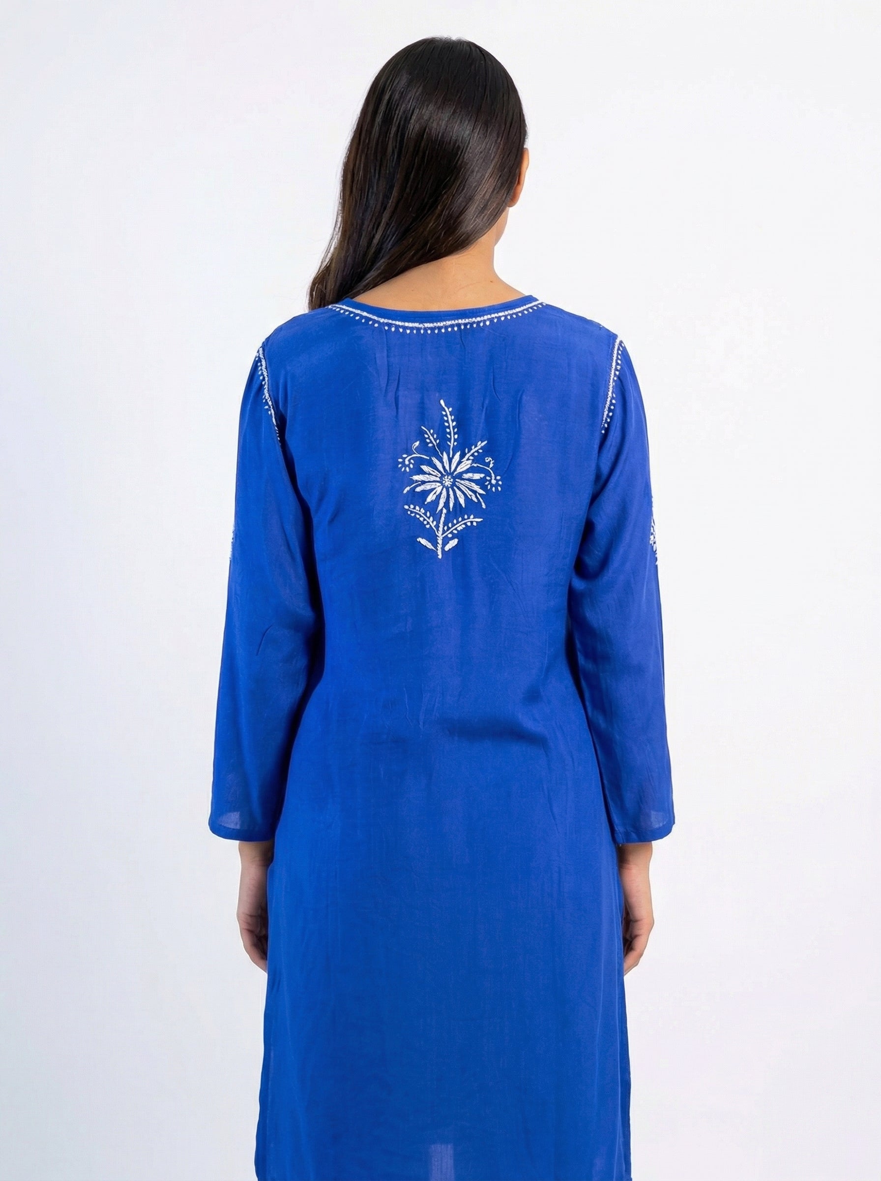Royal Blue Modal Kurta & Palazzo Set with Lucknowi Chikankari Handwork