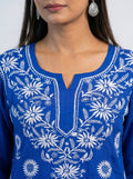 Royal Blue Modal Kurta & Palazzo Set with Lucknowi Chikankari Handwork