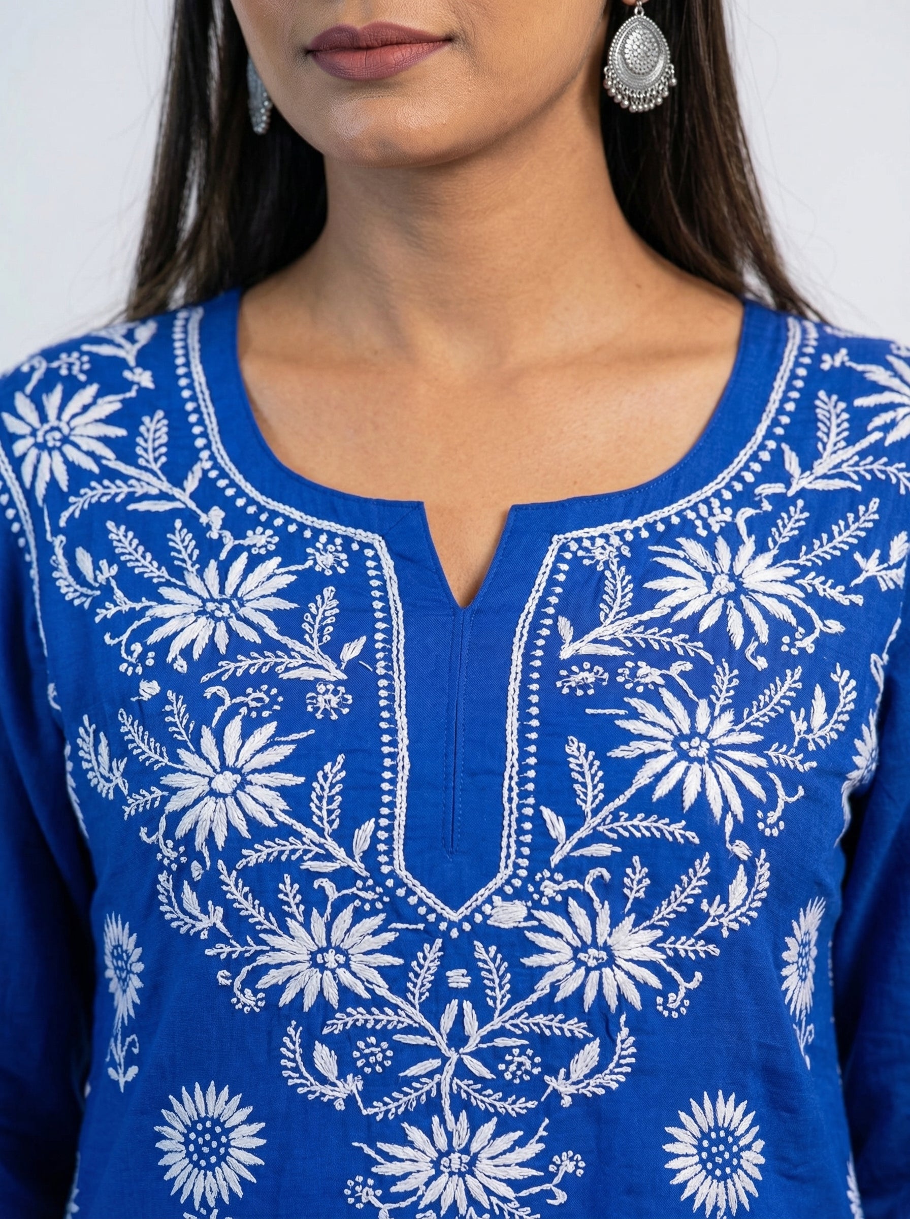 Royal Blue Modal Kurta & Palazzo Set with Lucknowi Chikankari Handwork