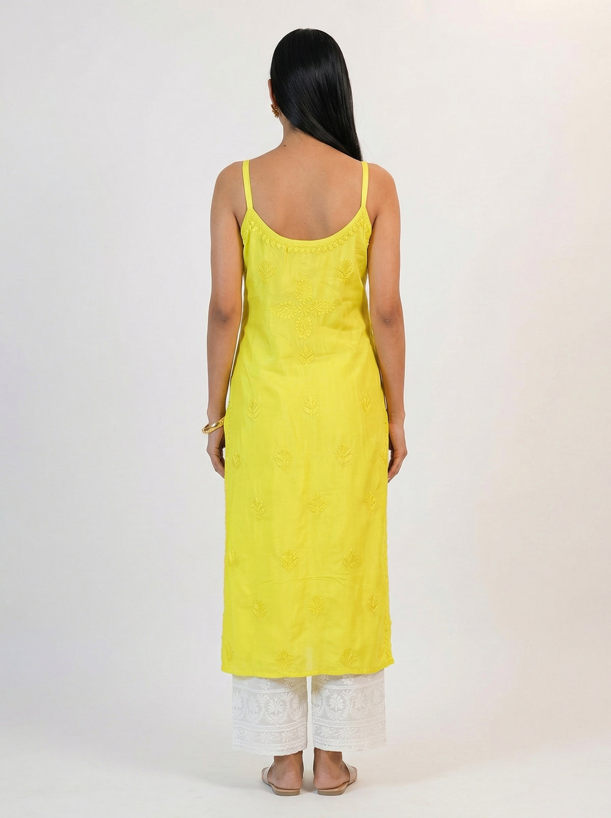 Radiant Yellow Sleeveless Chikankari Kurta