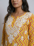 Multicolor Chevron Print Tunic with Chikankari Embroidery