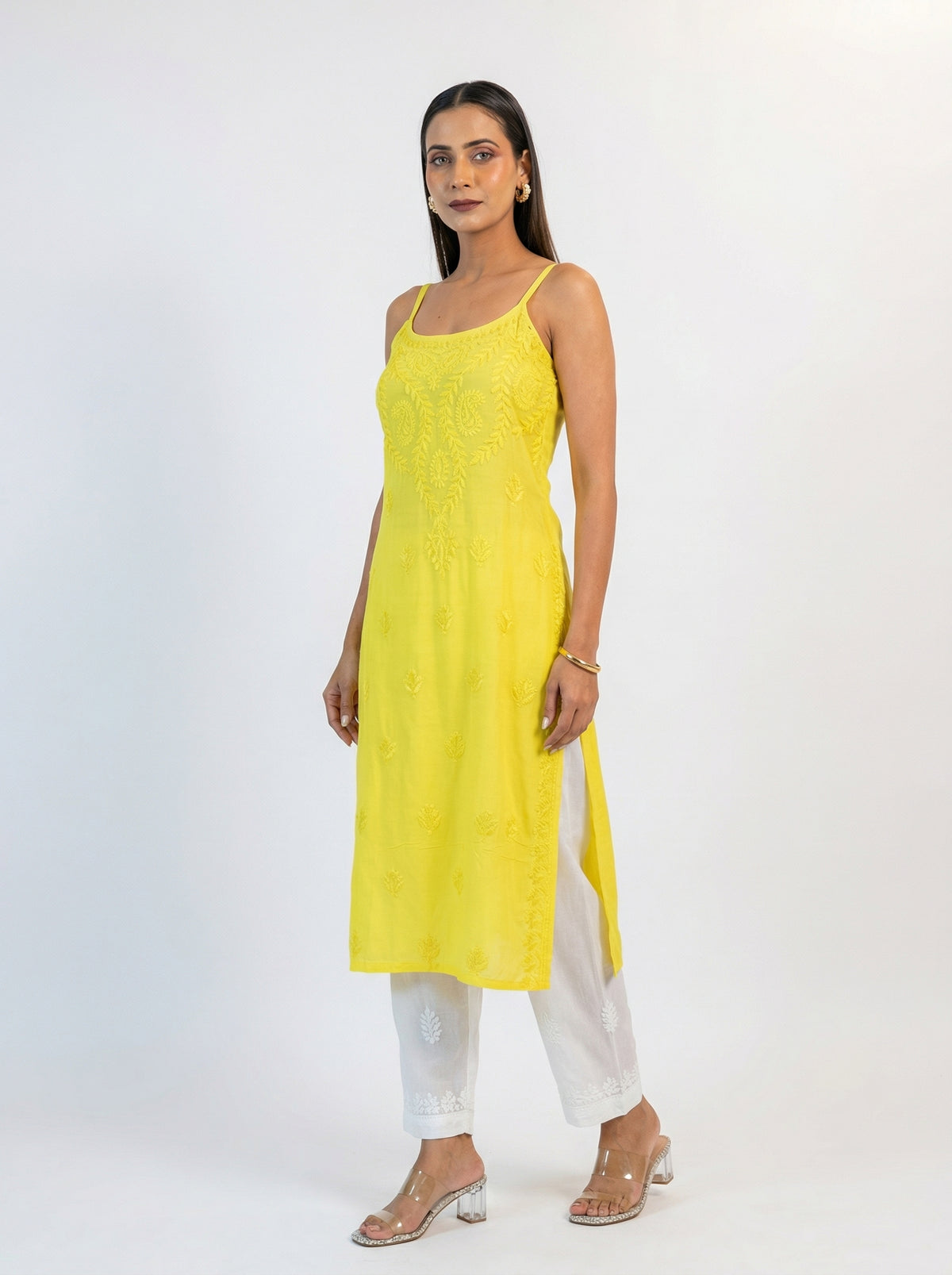 Radiant Yellow Sleeveless Chikankari Kurta