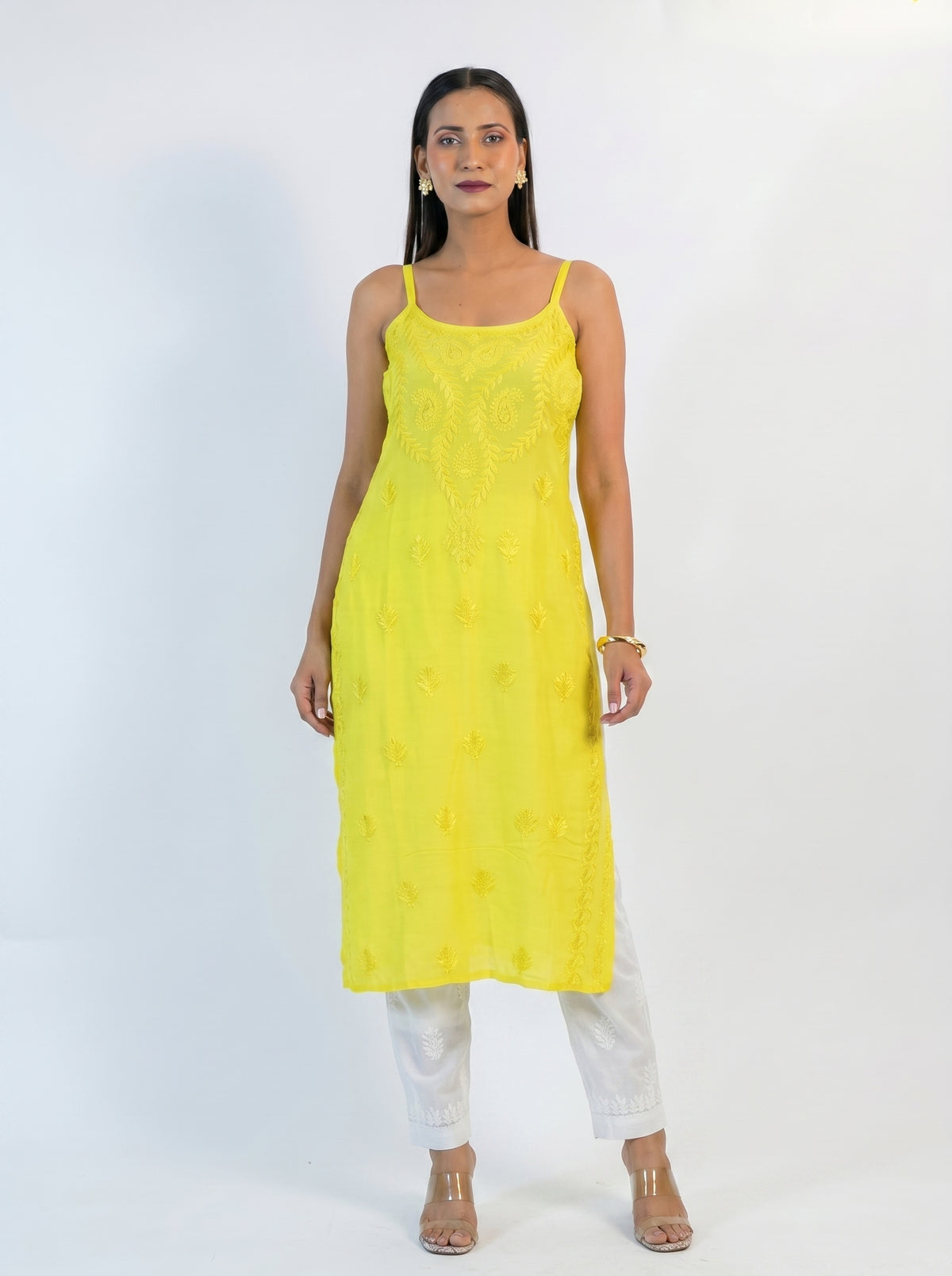 Radiant Yellow Sleeveless Chikankari Kurta