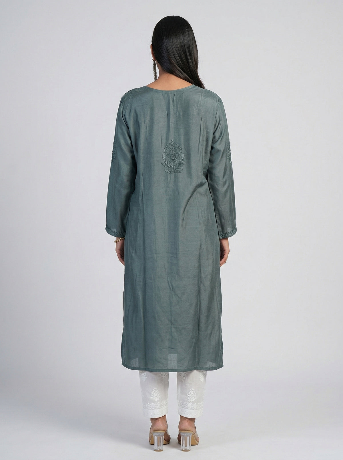 Muslin Kurta with Tonal Embroidery