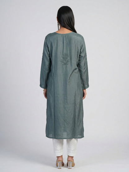 Muslin Kurta with Tonal Embroidery