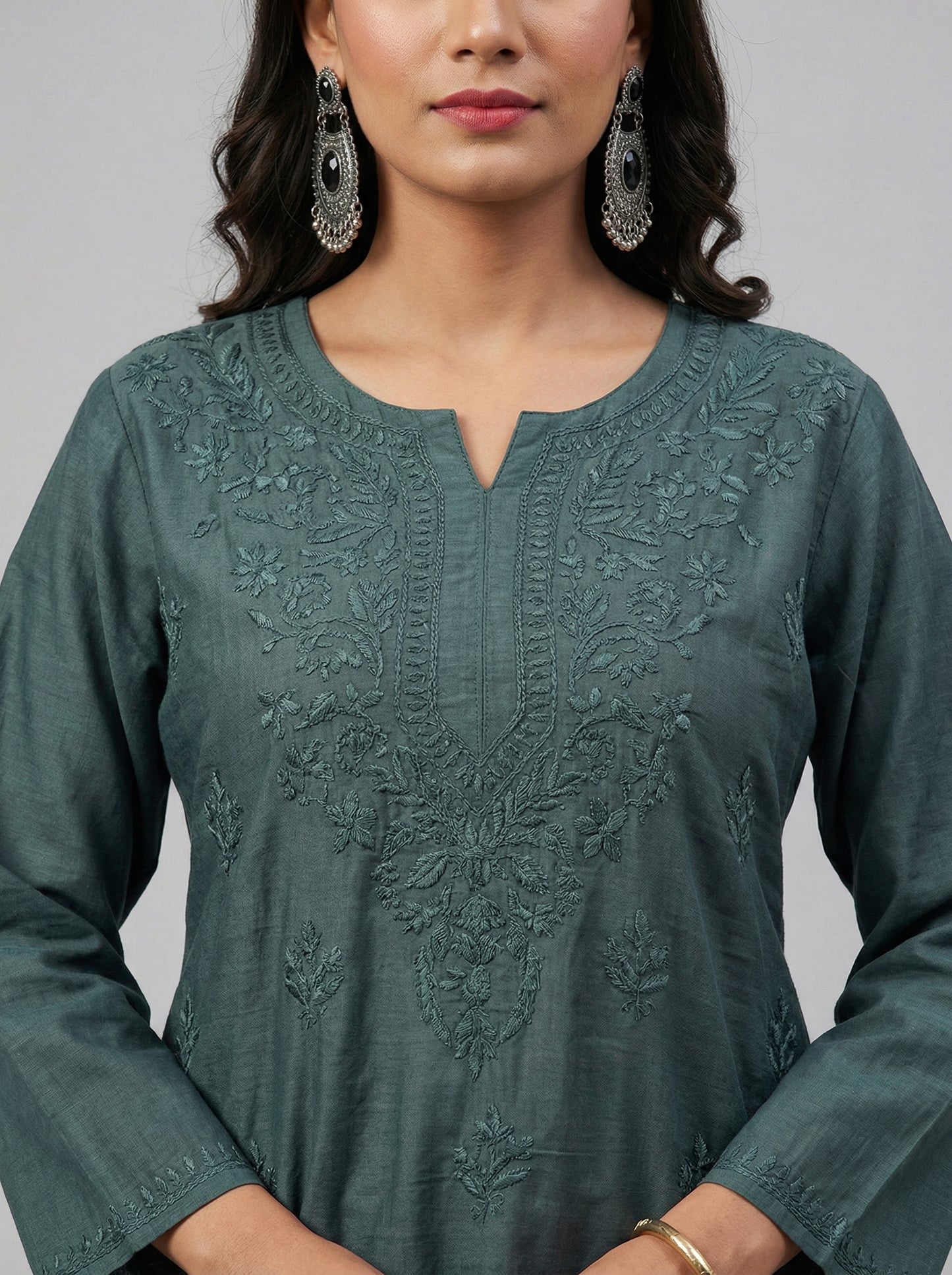 Muslin Kurta with Tonal Embroidery