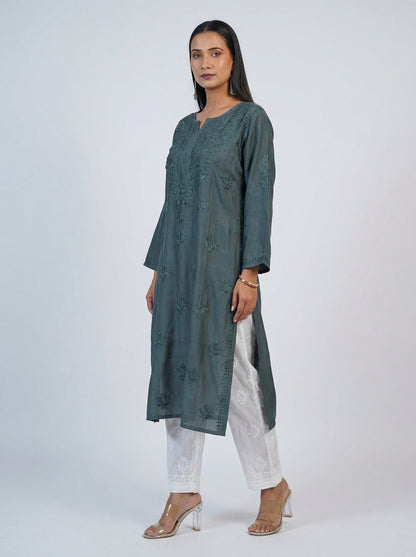 Muslin Kurta with Tonal Embroidery
