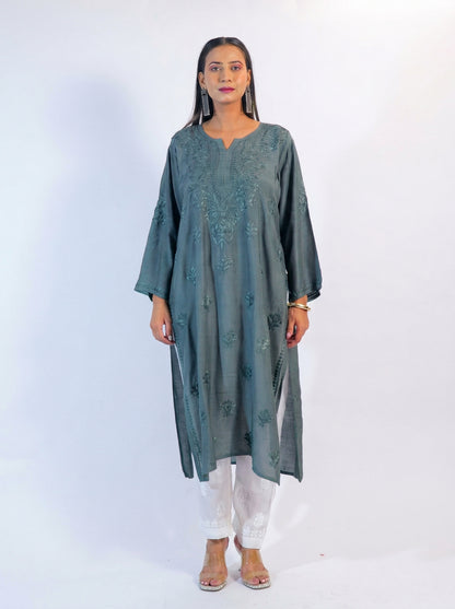 Muslin Kurta with Tonal Embroidery